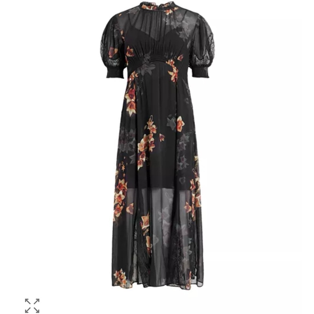 All Saints Black Floral Maxi Dress.